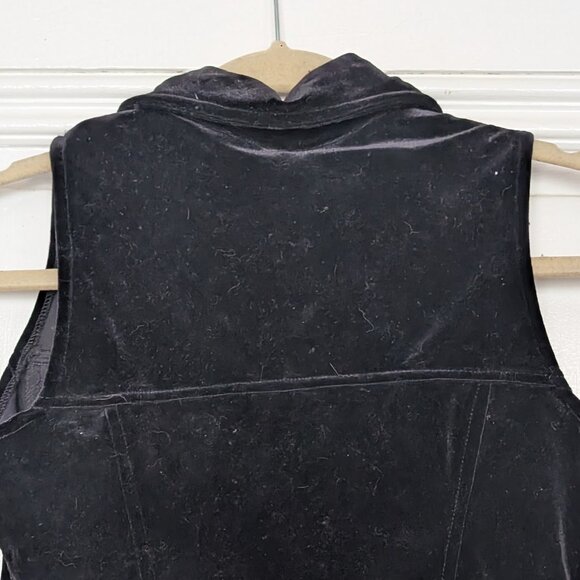 Lew Magram Vintage 90s Black Stretch Velvet Biker Vest Size S - Picture 5 of 8